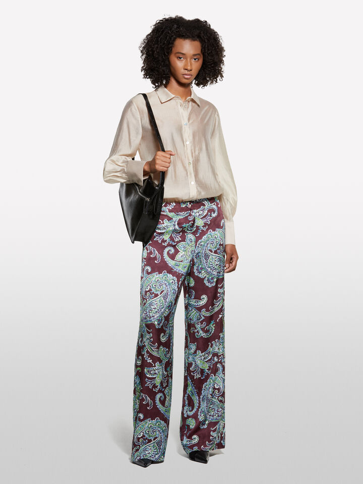 Relaxed fit paisley pattern trousers - women's palazzo trousers - Multi-color | Sisley image number 1